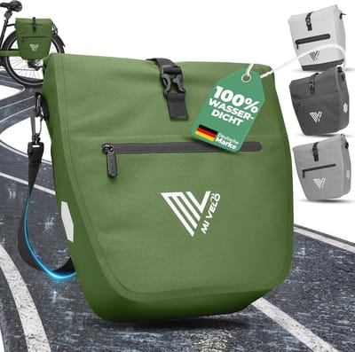 Fietstas Bagagedrager - Dubbele Tas - Fietsen en Vervoeren - Waterdicht Thermoplastisch - 20 Liter - Olijfgroen