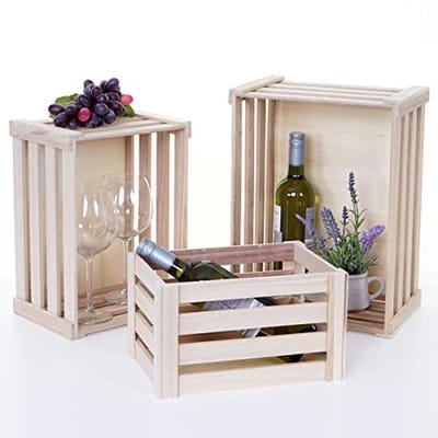 Set van 3 Decoratieve Houten Kisten - Shabby Look, Vintage Stijl, Natuurlijke Kleuren, Opbergkisten, Voor Wijn, Fruit en Decoratie