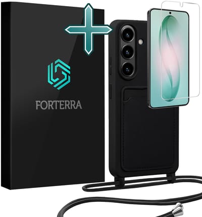 Hoesje Geschikt voor Samsung S26 Case Siliconen Hoes Met Koord Met Screenprotector - Hoes Geschikt voor Samsung Galaxy S26 Met Telefoonkoord Hoesje Backcover - Zwart