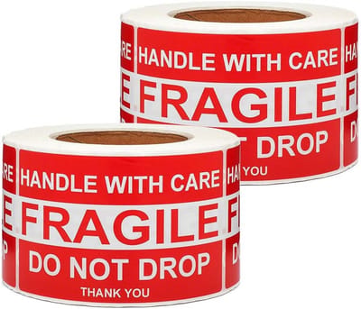 Grote Breekbaar Stickers - Handvat Voorzichtig Etiketten - Niet Laten Vallen - 1000 Stuks