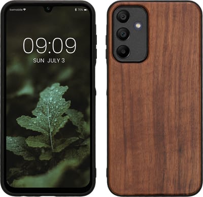 kwmobile telefoonhoesje geschikt voor Samsung Galaxy A15 5G - Hoesje met bumper in donkerbruin - Backcover - hout