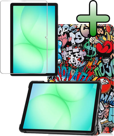 Hoesje Geschikt voor Samsung Galaxy Tab A11 Plus / A9 Plus - Met Screenprotector - Trifold Bookcase - Hard Cover - Hardcover Book Case - Tablet Hoes - Graffity