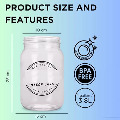Famanu - Potten met brede mond - 1 gallon (4 l/120 oz) zuurkool fermentatiepotten - grote glazen kombucha pot met 2 schroefdeksels - ideaal voor Kimchi container, beitsen, fermenteren en voedselopslag