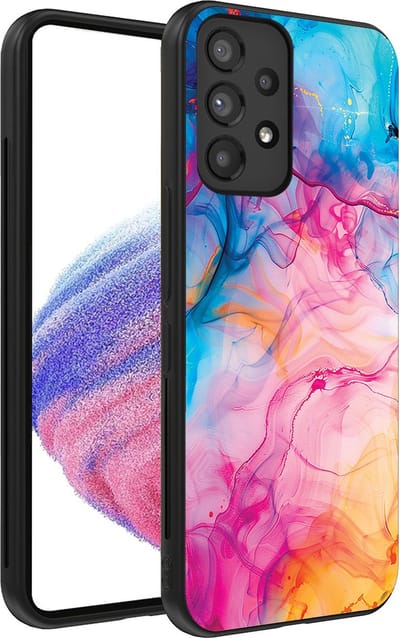 Smartphonica Telefoonhoesje Geschikt voor Samsung Galaxy A53 5G met Regenboog Acryl Marmer Opdruk - TPU Backcover Case Rainbow Acrylic Marble Design geschikt voor Samsung Galaxy A53 5G