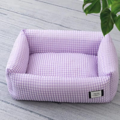 Chenil Général Quatre Saisons Tapis pour Chien à Carreaux Respirant Peut Être Détachable Ours en Peluche Petit Chien et Chat Chenil Couchage Fournitures pour Animaux de Compagnie M: 55 * 40 * 18cm