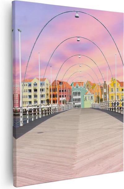 Artaza Canvas Schilderij Willemstad - 40x50 cm - Wanddecoratie Zonsondergang - Muurdecoratie Stad - Kamer Accessoires
