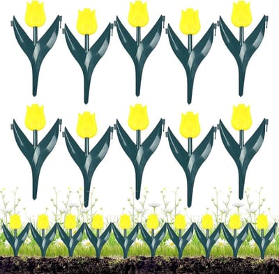 Landschapsrand Bloemvormig - Decoratieve Omheining - Tuin Verfraaien - Weerbestendig PP Materiaal - 10 Stuks - Geel
