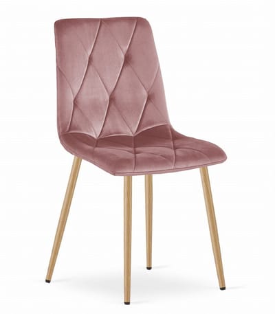 Eetkamerstoel LIBRA Donkerroze – Houtlook Metalen Poten, Modern Velvet Bekleding, Ergonomisch Design, Max. 120 kg