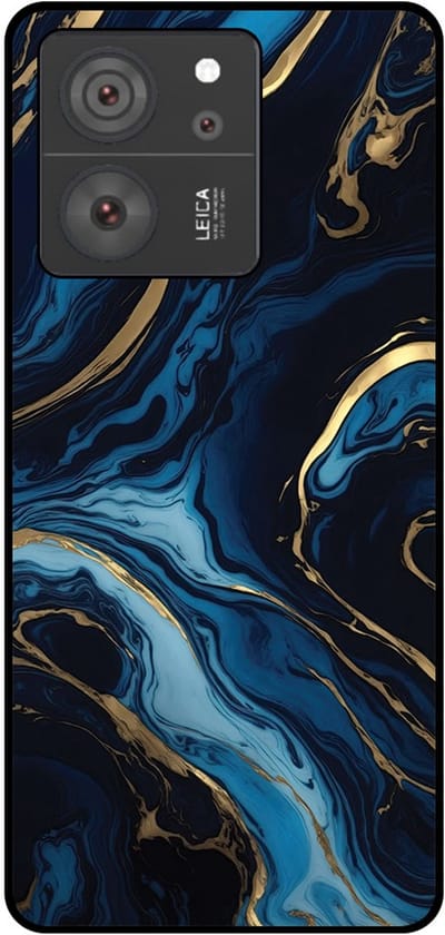 Smartphonica Telefoonhoesje Geschikt voor Xiaomi 13T / 13T Pro met marmer opdruk - TPU backcover case gold blue marble design - Goud Blauw geschikt voor Xiaomi 13T;Xiaomi 13T Pro