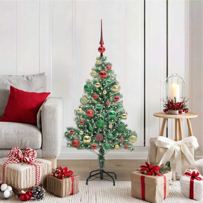 vidaXL - Kunstkerstboom - Sneeuw - Gevlokt - met - LED - Licht - Groen - en - Wit - 120 - cm