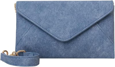 Denim Tas - Schoudertas Portemonnee - Avond Uit - Zacht Ademend Materiaal - 21 cm Breed - Blauw