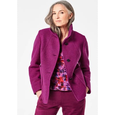 Jas van wolmix en met opstaande kraag - bessen - Gr. 42 van Goldner Fashion