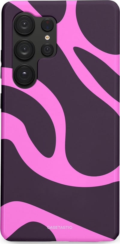 Casetastic hoesje geschikt voor Samsung Galaxy S25 Ultra - Dubbellaagse bescherming - Roze Paarse Lavendel Abstractie - Fashion Case - Donkergrijs Roze