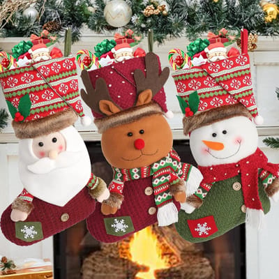 Grote Kerstkousen voor Sinterklaas - 3 Stuks - Perfecte Versiering voor de Openhaard, Kerstboom en Trap