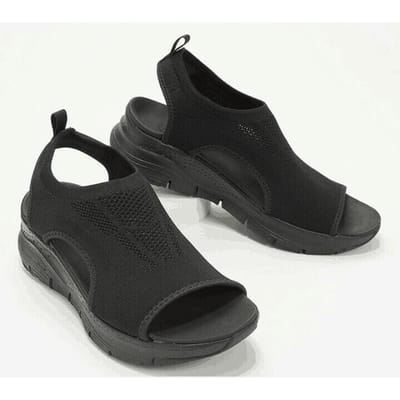 Zomer Sportsandalen Wasbaar Slingback Orthopedische Slide Dames Platform Sandalen Zachte Sleehakken Schoenen Casual Schoeisel 39 zwart