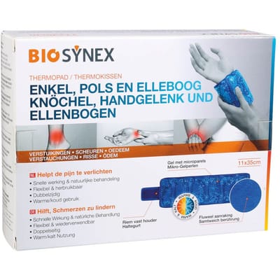 BioSynex Warm Koud Kompres Enkel Pols Elleboog - Hot Cold Pack Gelpack - Herbruikbaar - 11x35 cm - Icepack en Warmtekussen - Zachte Velourszijde