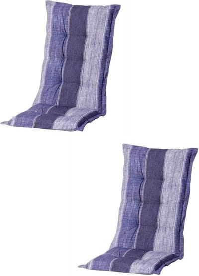 Madison - Tuinkussen - Hoge Rug - 2 st - Denim Stripe Blue - 123x50cm
