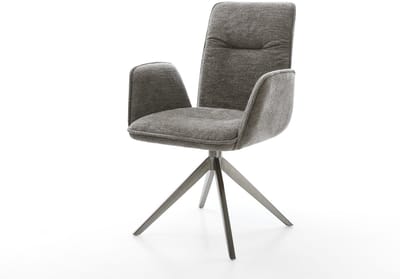 Eetkamerstoel Vinja-Flex kruisframe breed grafiet bouclé zacht mud 360° draaibaar rocker-functie