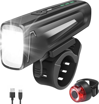 Oplaadbare LED Fietslampenset met Voor- en Achterlicht - IPX5 Waterdicht, 2 Modi Voorlicht