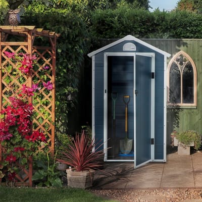 Tuinhuis Metaal, Metalen Schuurtje, Tuinberging Metaal, Tuinschuur/Gereedschapsschuur Met Ventilatieraam, Lessenaarsdak, Metaal, Grijs, 134 X 104 X 204 Cm, Voor Tuin- En Buitengebruik
