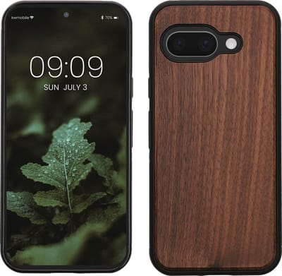 kwmobile telefoonhoesje geschikt voor Google Pixel 9a - Hoesje met bumper in donkerbruin - Backcover - hout