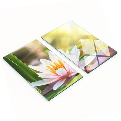 Decoratieve glazen serveerplanken voor snacks met waterleliemotief, 2x30x52 cm