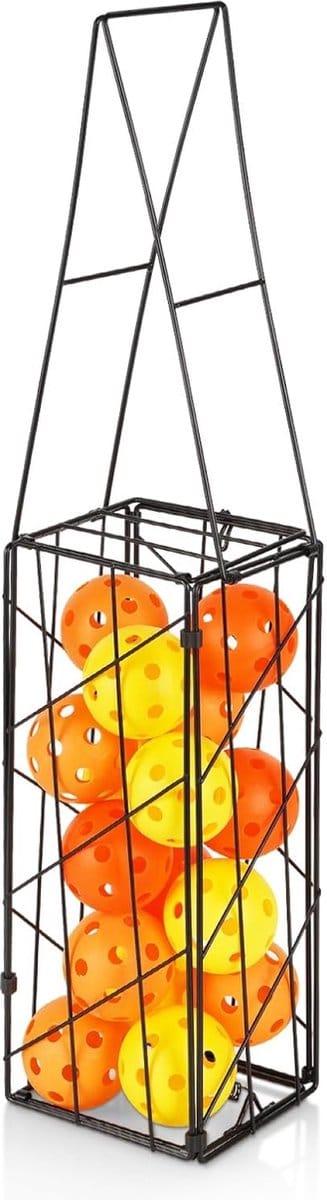 Tennisbalmand, bal, opslag, draagbaar, tennisbal, hopper, metaal, tennisbalverzamelaar, pickleball-trechter, ballen, opslag met handvat voor eenvoudig opnemen, zwart