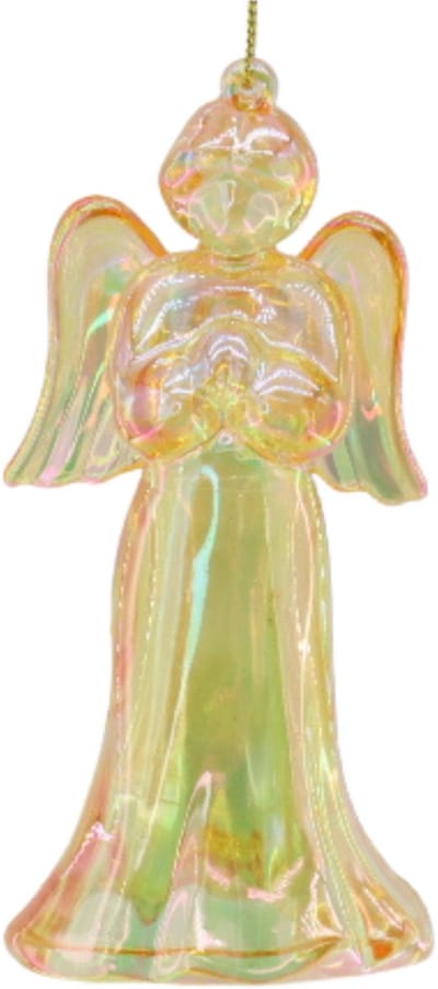 Housevitamin Gele Engel Kersthanger – Acryl Kerstboomversiering – Glitter Geel Ornament – Breukvrije Kerstdecoratie – 6×5,5×11 cm