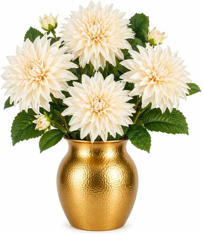 Mica Decorations Kunstbloem Dahlia Artistic - 4x - H74 cm - creme wit - kunststof - stelen kunstbloemen - boeket - bloemetjes