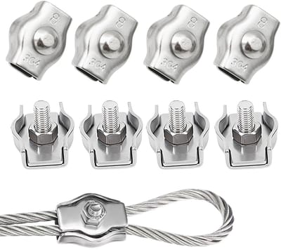 Solidchoice - RVS Kabelklemmen voor Kabels en Touw - Set van 8