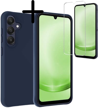 Hoesje Met Screenprotector - Geschikt voor Samsung Galaxy A26 - Sterk & Shockproof - Back Cover - Siliconen Case - Telefoon Hoes - Donkerblauw