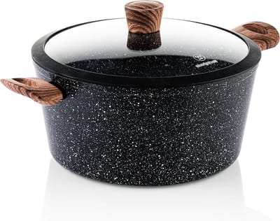 Kookpan met Deksel - Bodem pan - Gezond Koken - 3-laags Anti-aanbaklaag - 28 cm - Zwart