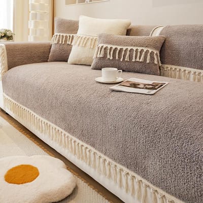 Kort Pluche Woonkamer Bankkussen Winter Verdikt Warm Pluche Kussen Antislip Lederen Bankovertrek Rugleuning Doek Handdoek 70x70cm 1pcs