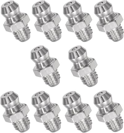 Rechte Smeernippels - Vetkoppelingen Hydraulisch - Smering Onderhoud - Roestvrij Staal - M6 x 1 mm - Zilver