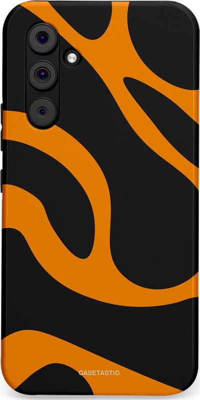 Casetastic hoesje geschikt voor Samsung Galaxy A54 (2023) 5G - Dubbellaagse bescherming - Katachtige Oranje Tijger Strepen - Fashion Case - Zwart Oranje