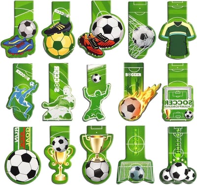 Voetbalthema Magnetische Boekenleggers, 30 Stuks, Perfect voor Jongens, Pagina Markeren en Decoreren, Leuke Cadeaus voor Boekliefhebbers