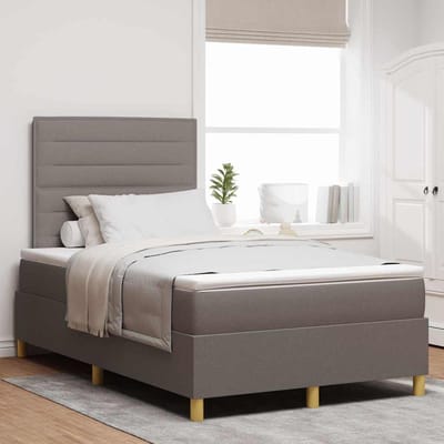 vidaXL - Boxspring - bed - met - hoofdeinde - Taupe - 120 - x - 200 - cm - Stof