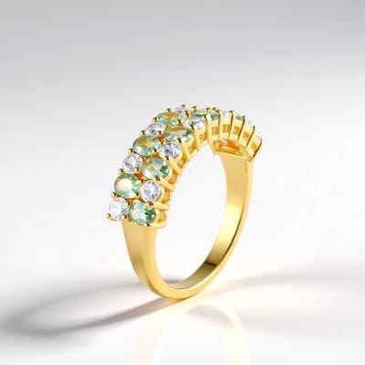 Cavill - 925 Sterling Zilver Vergulde Ring met Alexandriet & Zirkonen - 1,768 ct - Ovaal en Rond Geslepen Edelstenen - Luxe Damesring