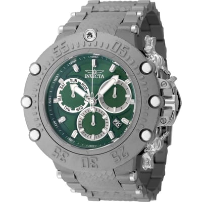 Invicta Subaqua 48192 Herenhorloge - Quartz Uurwerk - Titanium met Groene Wijzerplaat - 52 mm