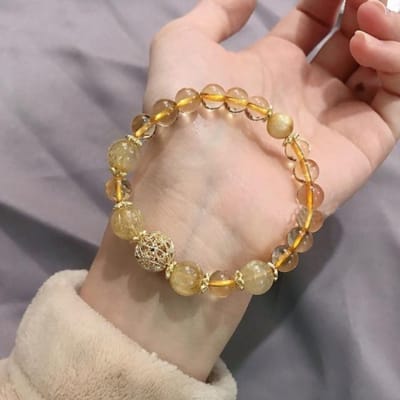 Natuurlijke Rutielkwarts Citrien Kristallen Kralen Handgemaakte Strand Armbanden Voor Vrouwen Verstelbare Bedels Mode Sieraden Cadeau Ybr249 geel