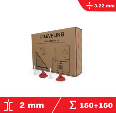Twist-it Starter kit 2 mm - 150 schroef clips + 150 twisters - 3-22 mm tegel dikte - Tegel levelling systeem - PRO