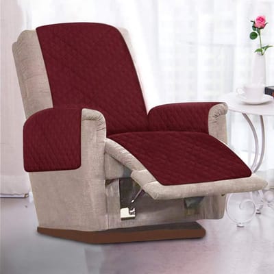 Gewatteerde Stoelhoes voor Relaxfauteuil - Universeel, Antislip & Antifouling, Elastische Pasvorm - Rood