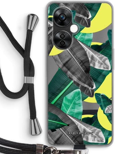 Case Company® - Hoesje met koord geschikt voor OnePlus Nord CE 3 Lite hoesje met Koord - Fantasie jungle - Telefoonhoesje met Zwart Koord - Bescherming aan alle Kanten en Over de Schermrand