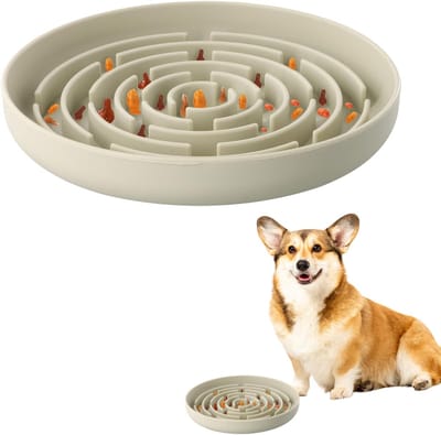 Anti Scrub Bowl voor Honden - Siliconen Hondenkom met Zuigcup - Lick Mat - Langzaam Voeden - Gezond Eten - Vermijdt Winderigheid - Voor Kleine en Medium Huisdieren (Groen, Diameter 20cm)