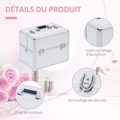3-Tier Make-Up Koffer met Sleutels - Professionele Cosmetica Organizer - 36,5 x 24 x 29 cm