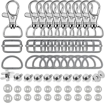 Dailygoods- Karabijnhaak Draaibaar - 40 Stuks - Sleutelhanger Sluiting - D-Ringen - Magneetknoppen - Zinklegering - 360° Draaibaar
