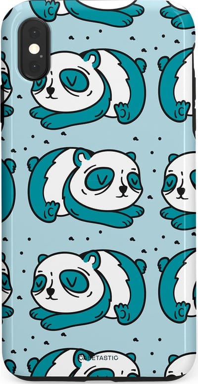 Casetastic hoesje geschikt voor Apple iPhone XS Max - Dubbellaagse bescherming - Panda dromen - Fashion Case - Lichtgrijs Petrol Wit