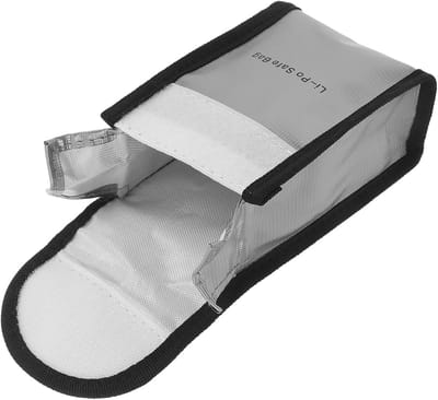 Batterij Beschermtas - Veiligheidszak - Veilig Opbergen - Brandwerende Constructie - 14 x 9 x 5.5 cm - Zwart