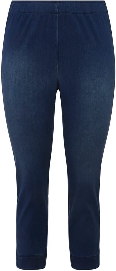 Ulla Popken - Dames - Jersey capri Sienna smalle pijpen zoomsplitten - Donkerblauw - Maat 42