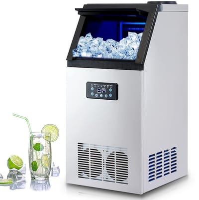 IJsblokjesmachine - IJsmaker - Grote hoeveelheden ijs - Roestvrij staal - 59 kg per dag - Zilver